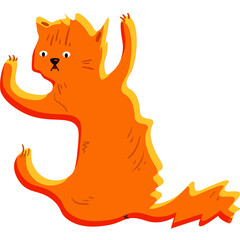 Image of a frightened orange cat sitting or jumping