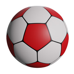 Realistic red soccer ball isolated on a white background