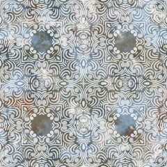 Seamless neutral and white grungy classic abstract surface pattern design for print. High quality illustration. Monochrome earth colored design with white pattern design overlay. Repeat graphic swatch