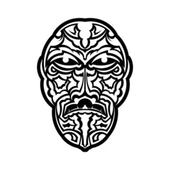 Ornate patterned illustration. Tribal tattoo skull.
