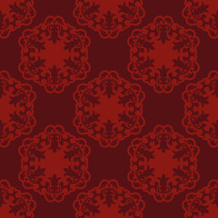 Seamless background with decorative flowers. Mexico. Design with manual hatching. Ethnic boho ornament. Textile. Vector illustration for web design or print.