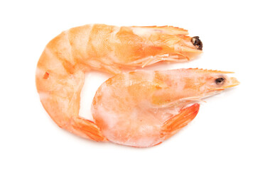 Red shrimps isolated on a white background.