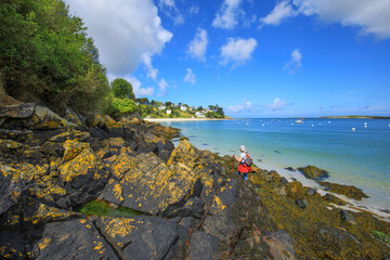 Randonnée au bord de l'Aber Benoît, près du GR 34, Saint-Pabu, Finistère, Bretagne , France