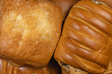 Bakery products close-up. Buns and pies. 