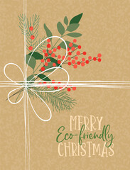 Merry christmas eco friendly gift nature card