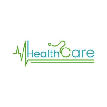 Medical logo icon vector template. Medical logo with letter C symbol as stethoscope and heartbeat line in simple modern lettering.