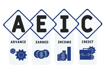AEIC - Advance Earned Income Credit acronym. business concept background.  vector illustration concept with keywords and icons. lettering illustration with icons for web banner, flyer, landing 