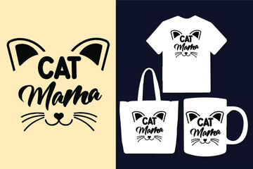 Cat mama cat typography lettering t shirt design