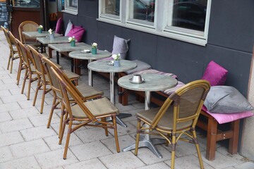 Fototapeta na wymiar Sidewalk cafe in Stockholm, Sweden