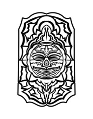Tiki mask. Maori or polynesia pattern. Good for prints and tattoos. Isolated. Vector