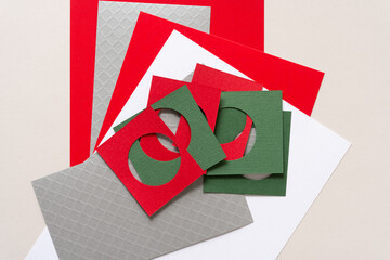 green, red, and gray-silver paper bacgkround