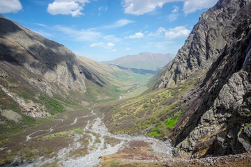 Fototapeta na wymiar Beautiful Midagrabin valley in spring in North Ossetia