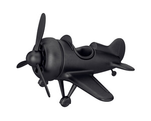 Cartoon black plane on a white background, 3D render