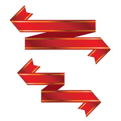 Red ribbon banner isolated on white background. Vector element for design