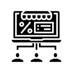 affiliate marketing glyph icon vector. affiliate marketing sign. isolated contour symbol black illustration