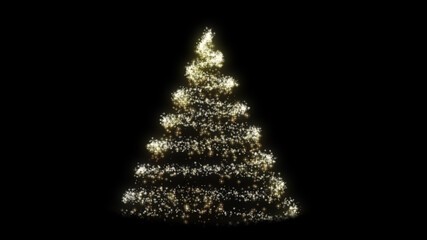 Sparkling Christmas Tree Illustration. Stars and sparkles forming a Christmas tree shape on black background.