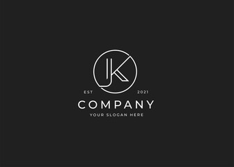 Minimalist letter K logo with circle shape design template