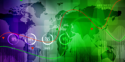 2d rendering Stock market online business concept. business Graph 