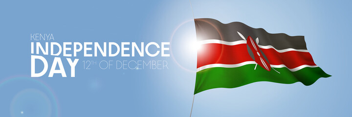 Kenya happy independence day greeting card, banner with template text vector illustration