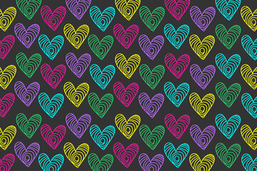 Doodle hearts in seamless pattern for Valentine's day background