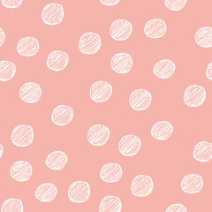 Polka dot abstract seamless pattern on pink background. Vector design for textile, backgrounds, clothes, wrapping paper, web sites and wallpaper. Fashion illustration seamless pattern.