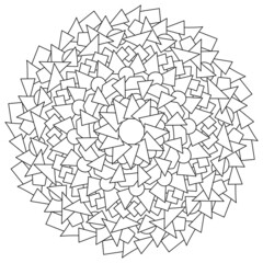 Contour mandala of circles, triangles and quadrangles, meditative coloring page