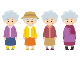 季節毎のコーディネート　服装　シニア女性