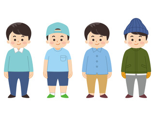 季節毎のコーディネート　服装　若い男性