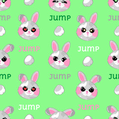Cute funny hare (rabbit) concept seamless pattern. Vector hand drawn cartoon kawaii character illustration icon. Cute kawaii hare (rabbit) cartoon seamless pattern concept