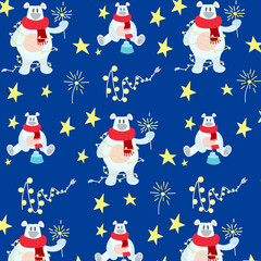 christmas background with polar bear
