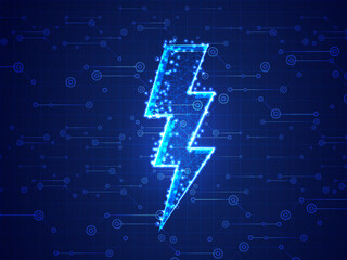 2d illustration thunder with background 