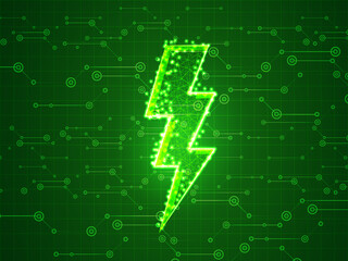 2d illustration thunder with background 