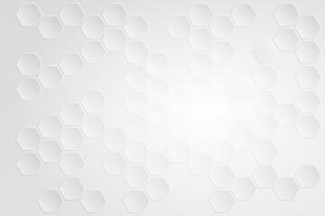 Abstract white hexagon background with shadow. Hex object space for create Cover or Banner in world wide web. 