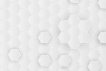 Abstract white hexagon background with shadow. Hex object space for create Cover or Banner in world wide web. 