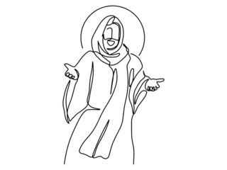 Continuous line drawing of Jesus Christ vector illustration Testament
Bible