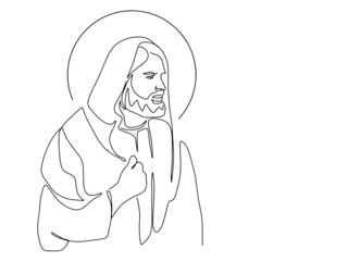 Continuous line drawing of Jesus Christ vector illustration Testament
Bible