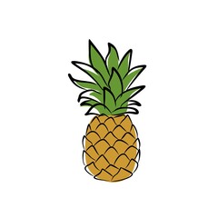 Cute pineapples in doodle style. Hand-drawn pineapples. Vector illustration