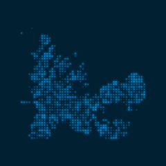 TAAF dotted glowing map. Shape of the country with blue bright bulbs. Vector illustration.