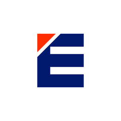 Abstract letter E logo design template. dark blue and orange Color pixel creative sign. Universal vector icons. Digital Data Concepts, vision, data, technology Icons. logo vector template