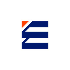 Abstract letter E logo design template. dark blue and orange Color pixel creative sign. Universal vector icons. Digital Data Concepts, vision, data, technology Icons. logo vector template