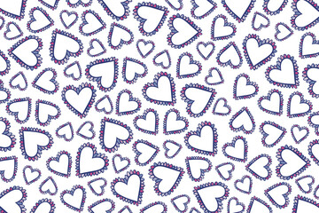 Doodle hearts in seamless pattern for Valentine's day background