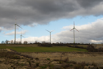 Windmills in Bucha thuringia in 2021, copy space