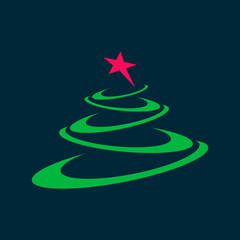 Christmas tree icon. Logo design element.