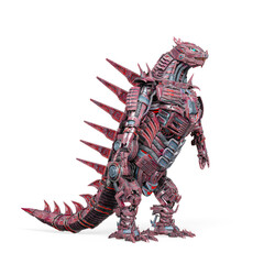 cyberpunk dinosaur bot side view