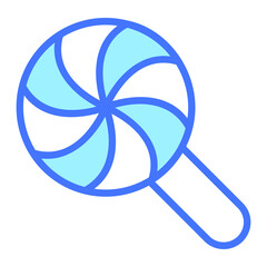 sweet, lollipop vector blue outline icon.