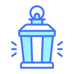 lantern vector blue outline icon.