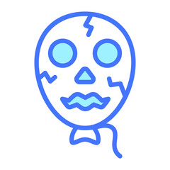 horror balloon vector blue outline icon.