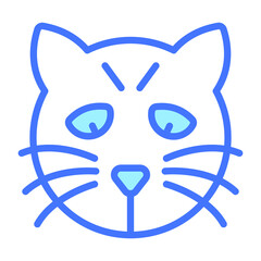 Halloween, scary cat vector blue outline icon.