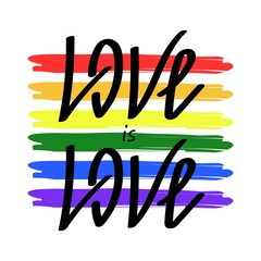Love is love. Inspirational gay pride poster. LGBT rights concept.