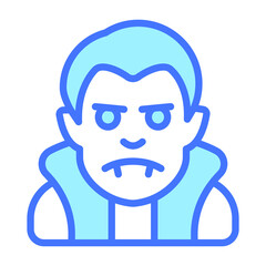scary man vector blue outline icon.